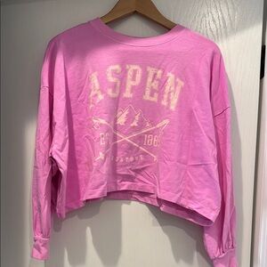New Woman’s small Pink Aspen Graphic Cropped Sweatshirt by Wild Fable.